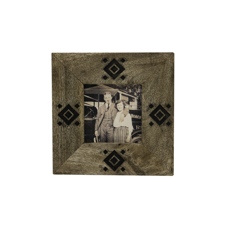 Union Rustic 4x4 Black Diamond Picture Frame Mango Wood, MDF & Glass