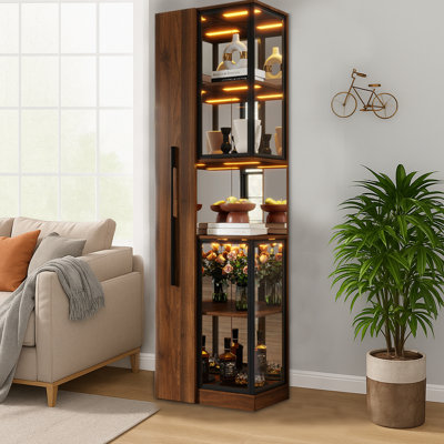 Luxurious style display cabinets with cabinets and shelives, glass cabinet doors, LED lights