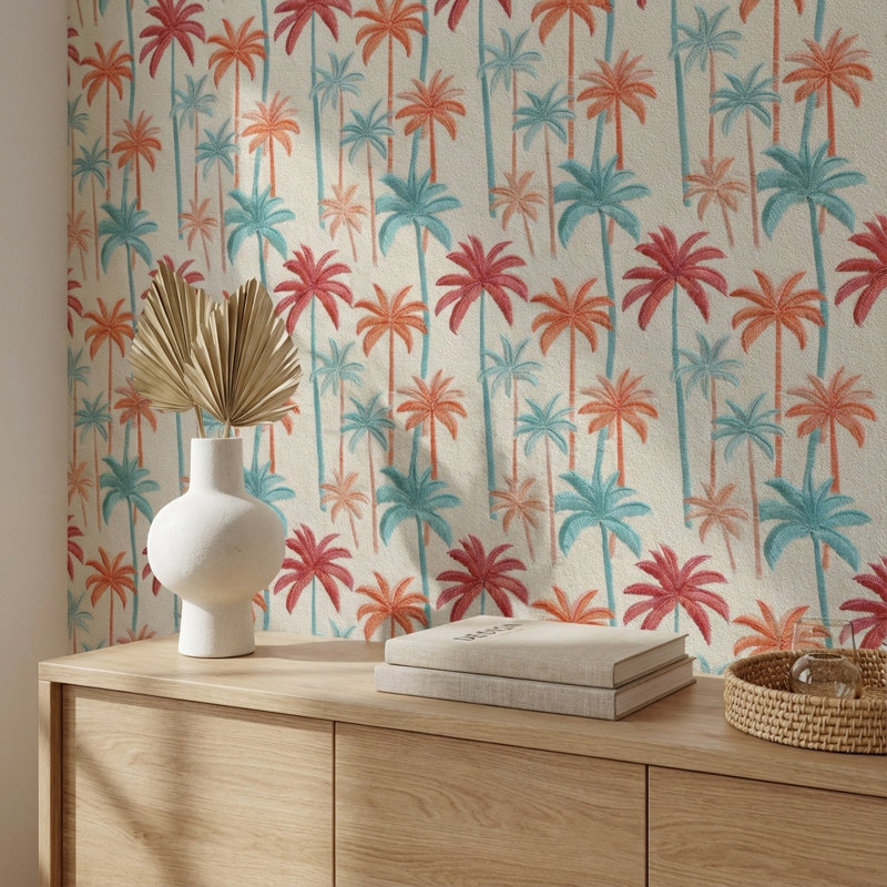 Papier peint palmiers, papier peint tropical moderne