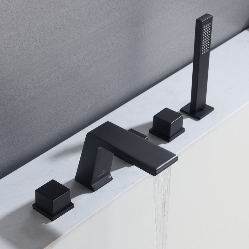 Doux Deck Tub Spout with Diverter, Matte Black