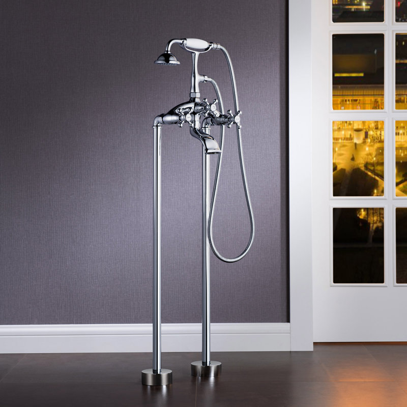 Glory 3 Handle Bathroom Clawfoot Tub Faucet with Diverter, Chrome