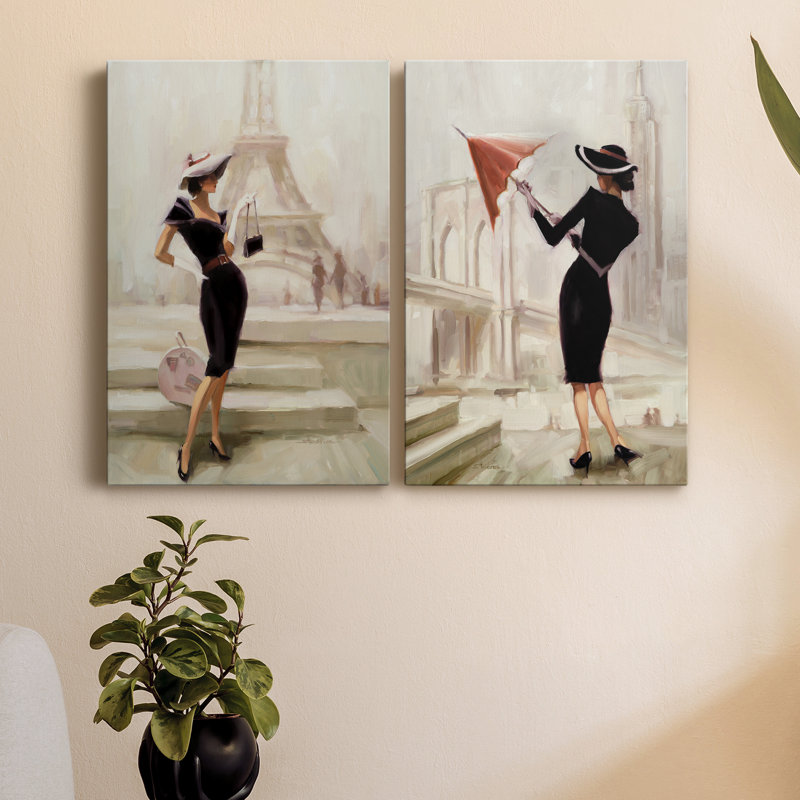 «Love, from Paris», ensemble de 2 peintures, H 48 po x l 64 po x P 1 po, Toile tendue