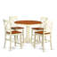 Ensemble de salle à manger 5 pièces à hauteur de comptoir comprenant une table de cuisine ronde avec piédestal et 4 chaises de salle à manger, babeurre 36 po x 36 po-172578310-217726953