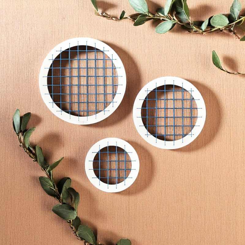 Blue Memory Board Wall Decor 3 - Piece , Circle Shape, Solid Wood Frame, Ideal For Living Room Display Ideas Of Pieces, Modern Style Upgrade