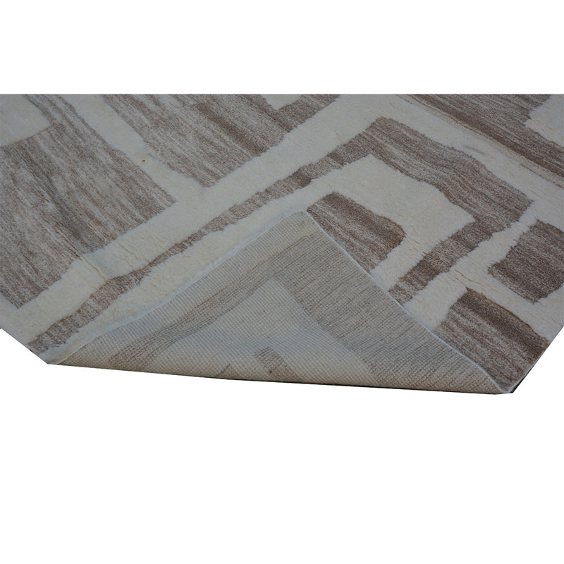 Wool Abstract Area Rug in Ivory, Rectangle 6' x 9'