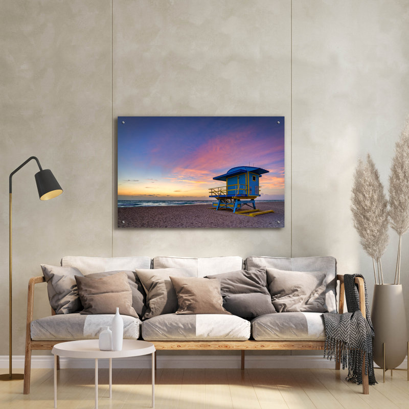 Art mural en verre Dovecove «South Beach Sunrise» par Rick Berk, H 24 po x l 36 po x P 0,2 po