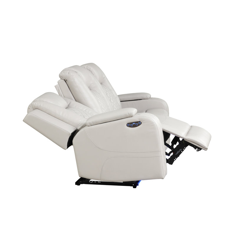 Canapé inclinable 85 po Senol, Simili cuir blanc