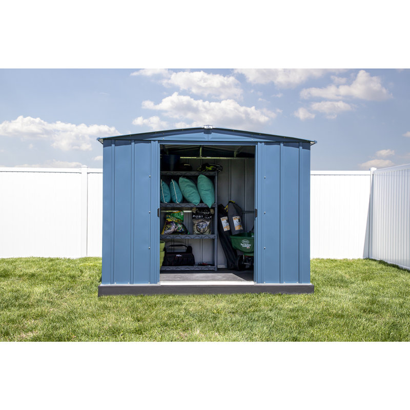 8 ft x 6 ft Blue Grey Galvanized Steel Storage Shed