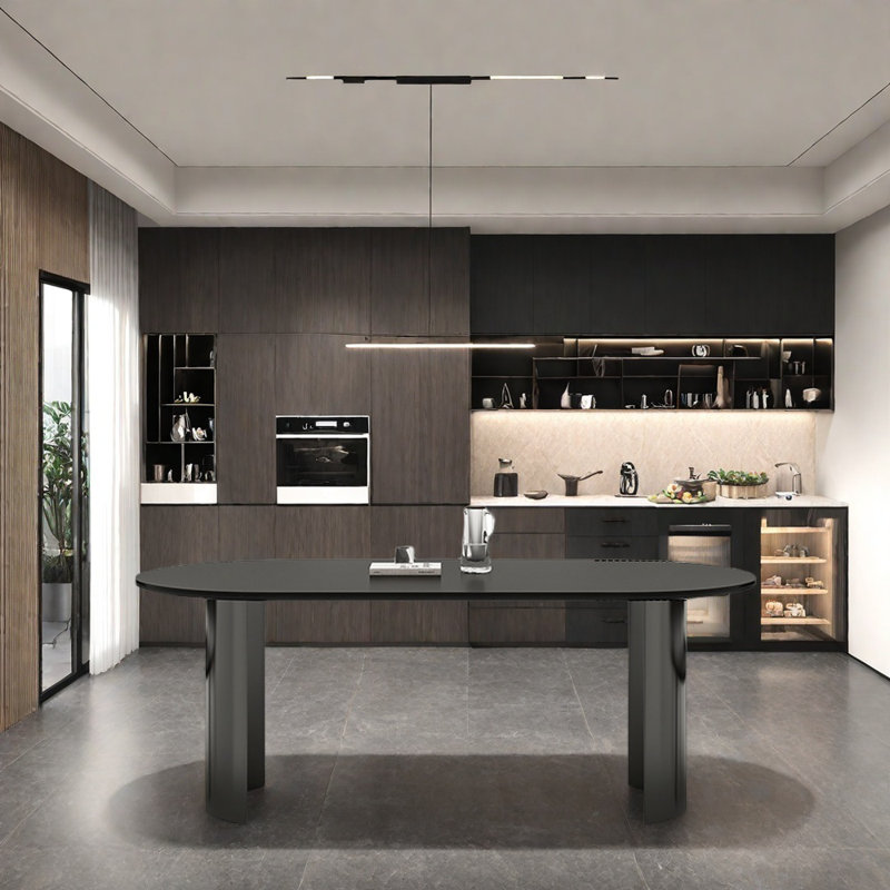 Table de salle à manger sophistiquée de style rétro ovale, H 29,52 po x L 62,99 po x l 35,43 po