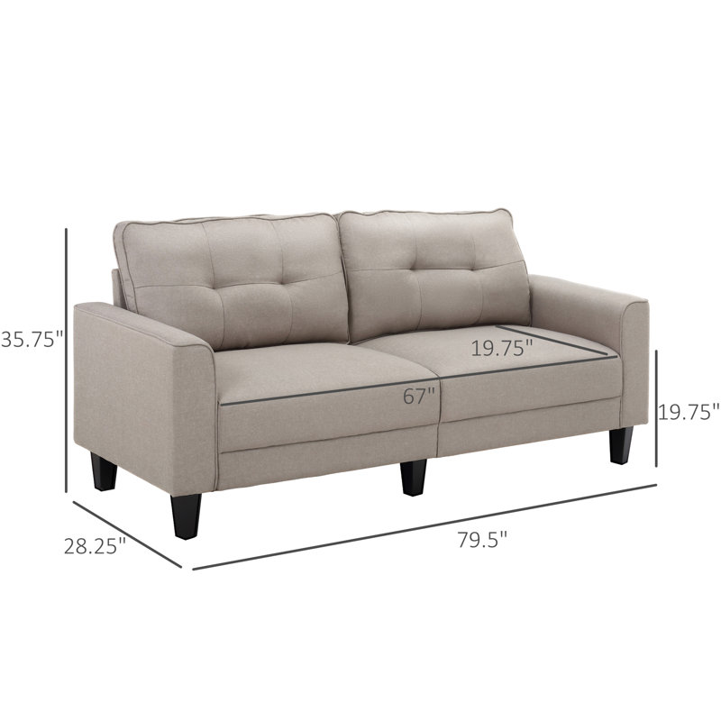 Canapé à accoudoirs carrés 79,5 po, Beige