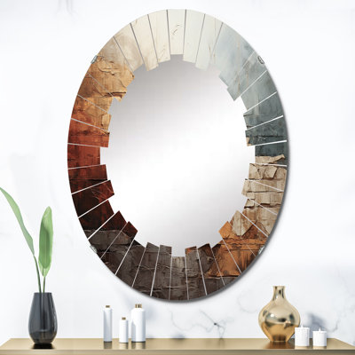 Grey And Orange Geological Wonders Oval Mirror