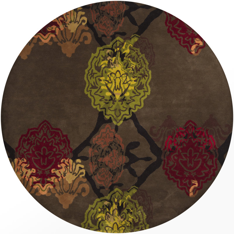 Wool Floral Indoor Rug, Round 7'9"