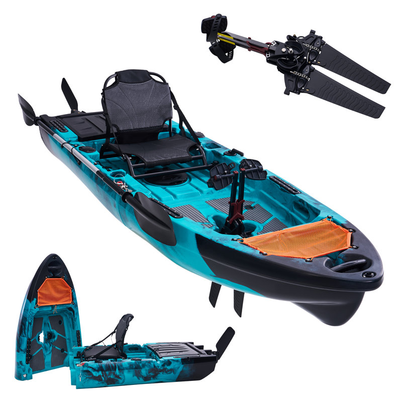 Kayak de pêche modulaire avec système d'entraînement des ailettes et PEHD durable