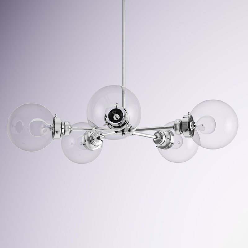 Lustre sphère 5 lumières spoutnik Rabehi, Laiton