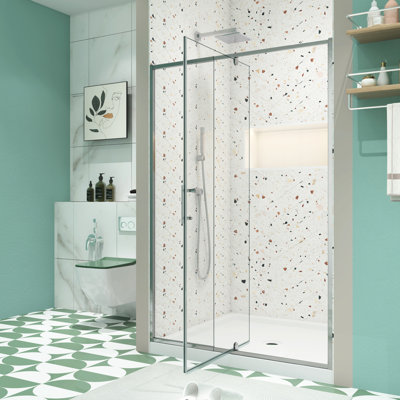 1/4" Tempered Glass Shower Door, 56 - 60" X 71", , Pivot Swing, Universal Left And Right, Easy Installation, Magnetic Shut, Leak Width 71" Height, & Right Compatible, Shut