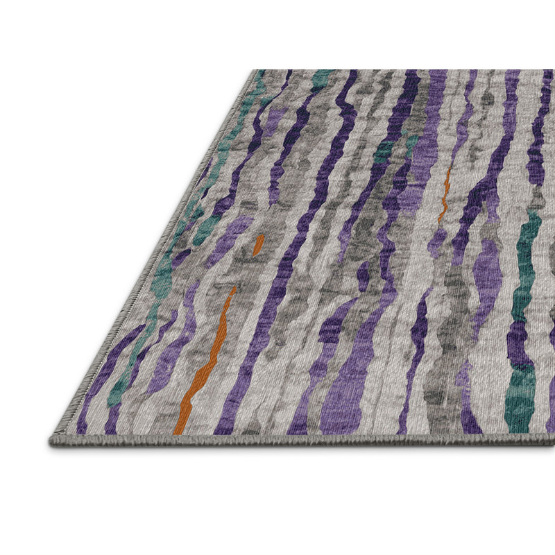 Machine Washable Gray Area Rug, Round 7'
