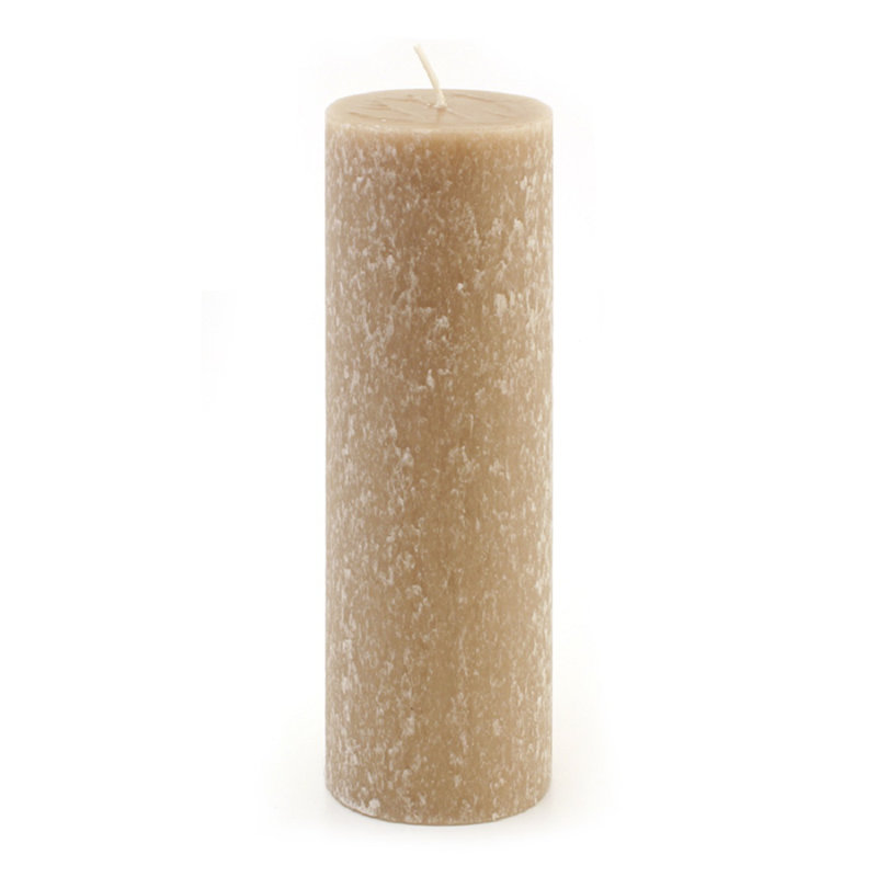 Timberline Unscented Pillar Candle, Taupe, 9" H x 3" W x 3" D