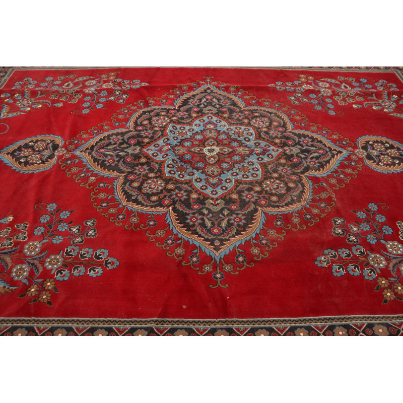 Tapis Oushak rétro de couleur rouge riche, idéal pour rehausser l'élégance de la décoration intérieure
