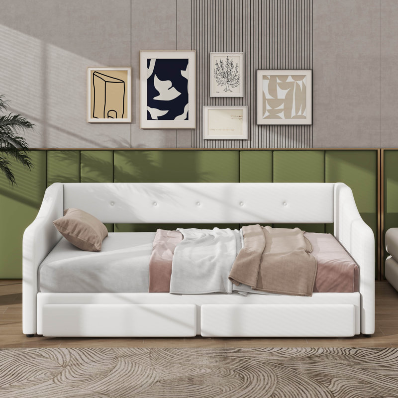 Premium Adjustable Daybed, Transformable From Twin XL To King Size, With Double Storage Containers, Beige