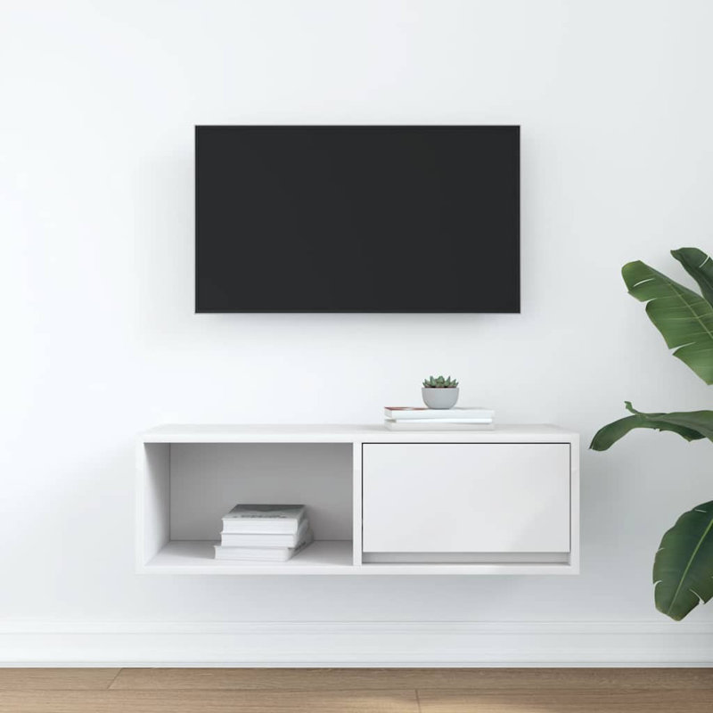 TV Cabinet 80X31x25.5 Cm Engineered Wood, White, 80 cm