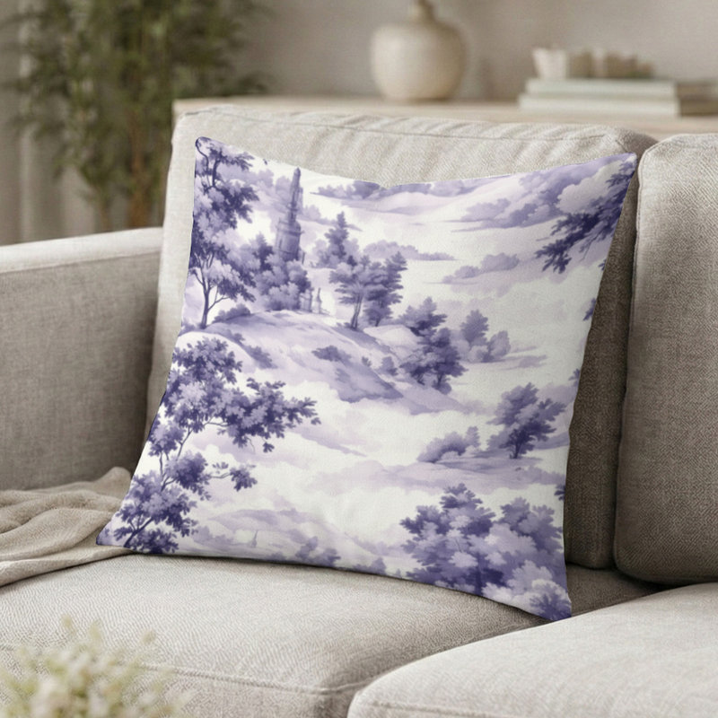 Coussin French Country - Coussin imprimé violet pastel, H 20 po x l 20 po
