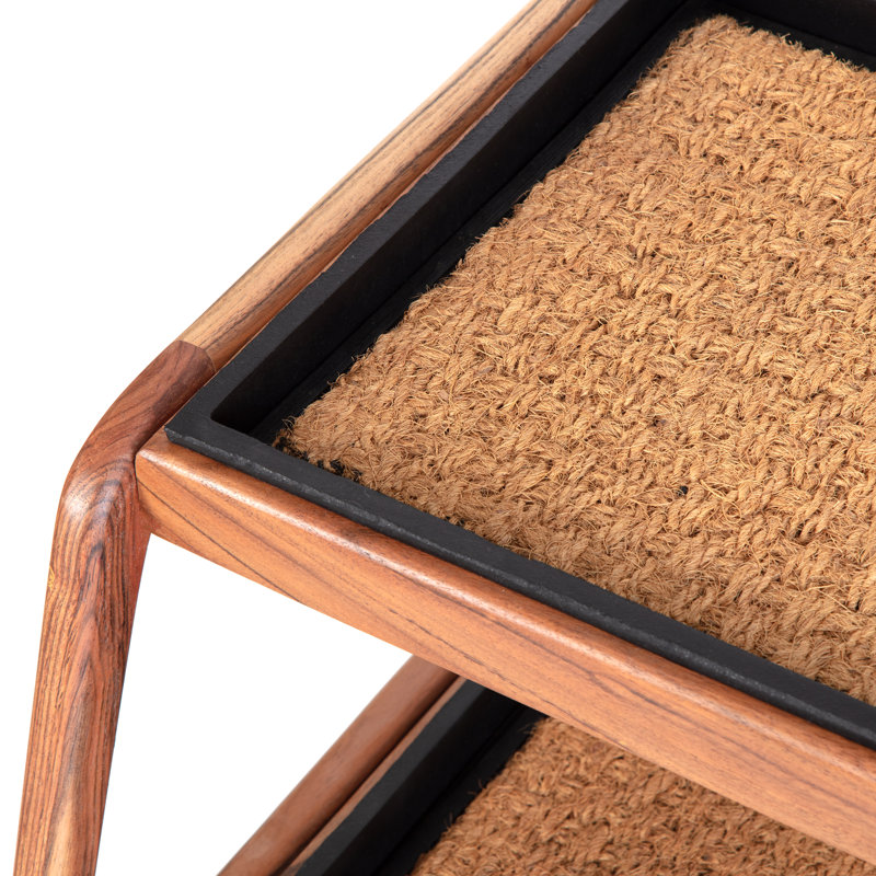 Support à bottes en bois massif de qualité supérieure avec tapis en fibre de coco naturelle - Rangement pour chaussures