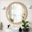 Miroir mural rond rond avec cadre en bois vieilli, parfait pour la salle de bain, la chambre à coucher et le salon