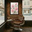 Plantes et fleurs roses roses avec feuilles vertes sur toile-1785337618