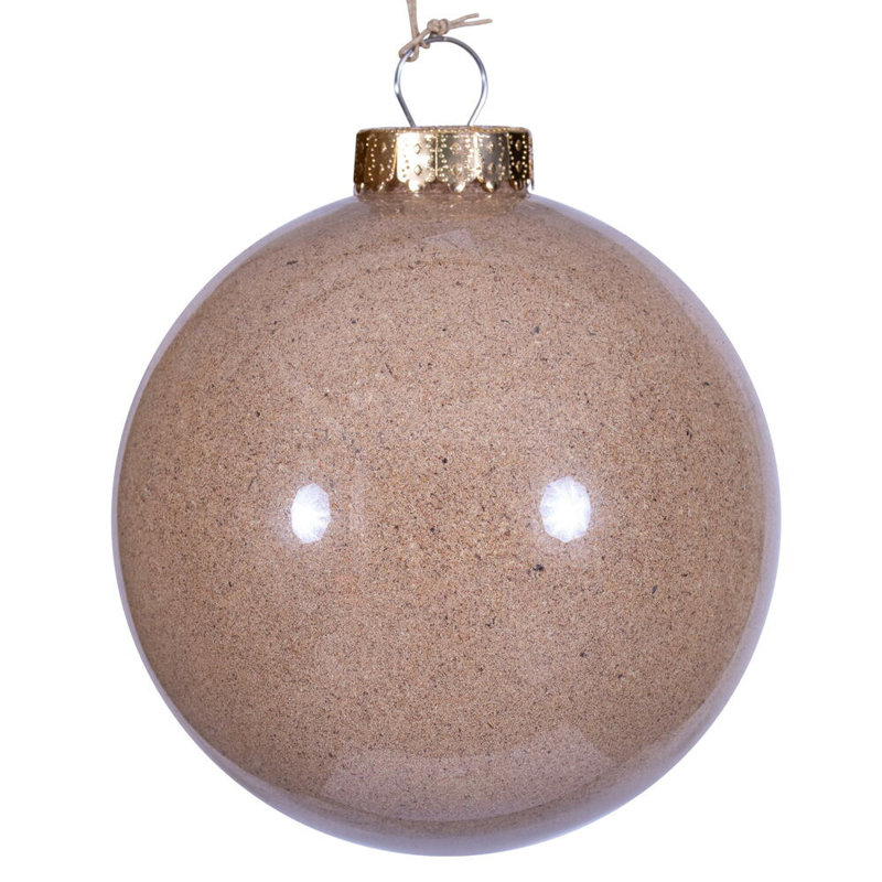 Ornement en forme de boule orange rustique de 6 po. Comprend 2 pièces par sac., Beige