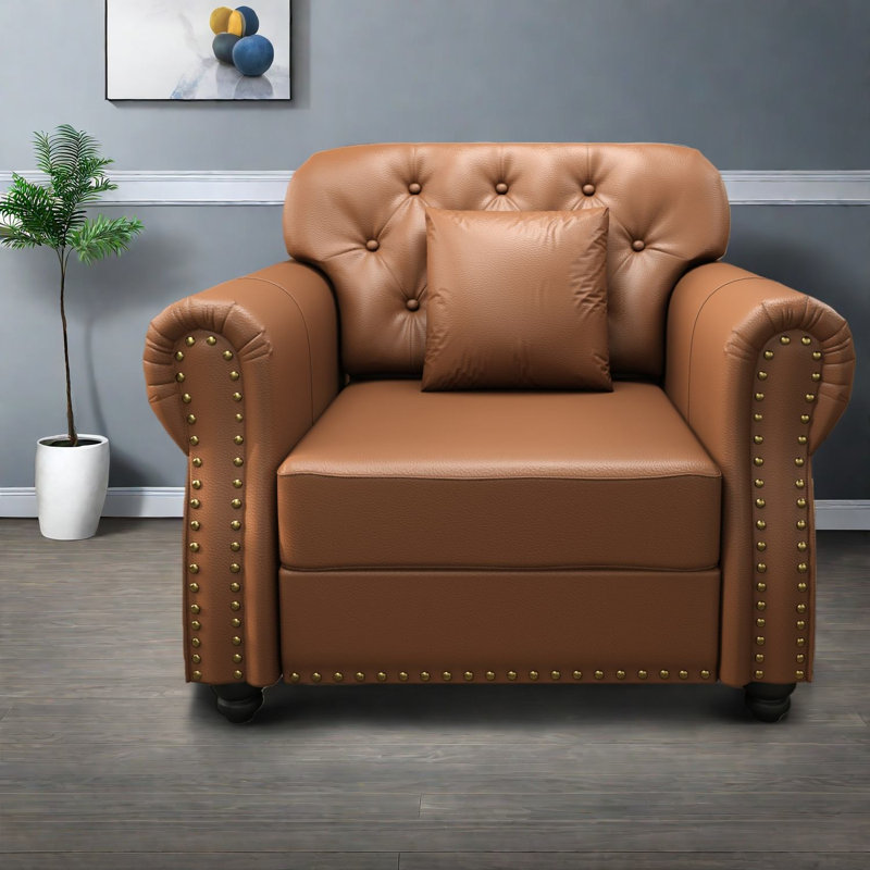 Fauteuil Chesterfield Comfort en similicuir 41,3 pouces pour la maison