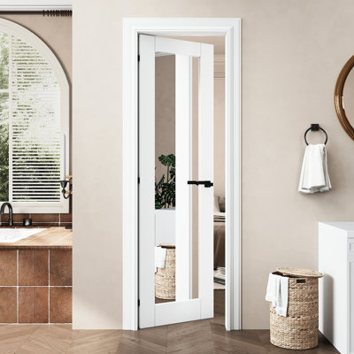 White Primed Solid Core 1-Panel Mirror Core Panel Door