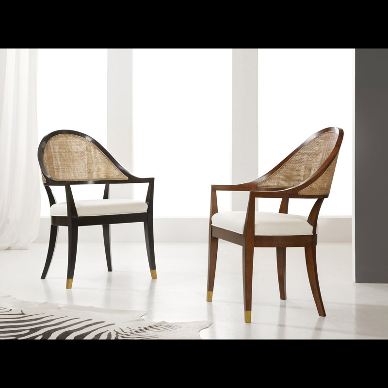 Lyon Upholstered Arm Chair, Walnut