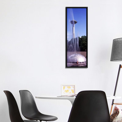 " Fountain With A Tower In The Background, Space Needle, Seattle, King County, Washington State, USA "
