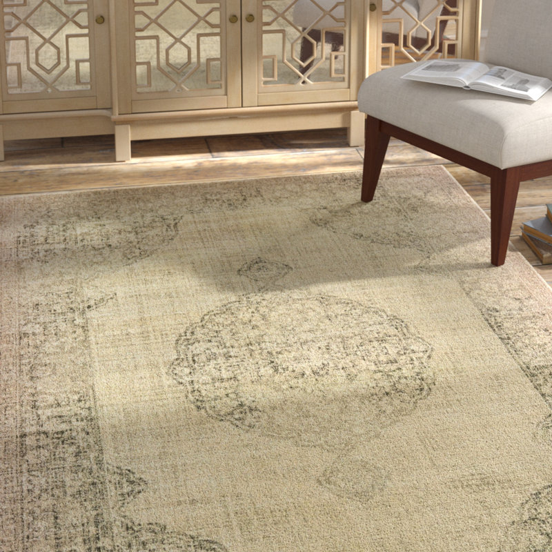 Tapis oriental gris / ivoire Haun, Rectangle 9 pi 10 po x 12 pi 10 po