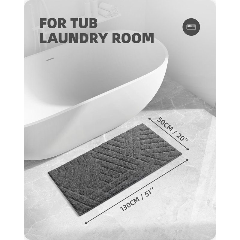 Tapis pour salle de bain Ibnou, L 51 po x l 20 po, Gris foncé