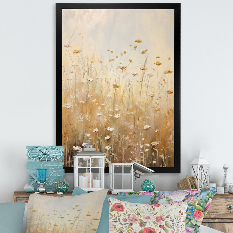 «Meadow Of Dreams V» sur toile, H 32 po x l 16 po x P 1 po, Cadre simple noir
