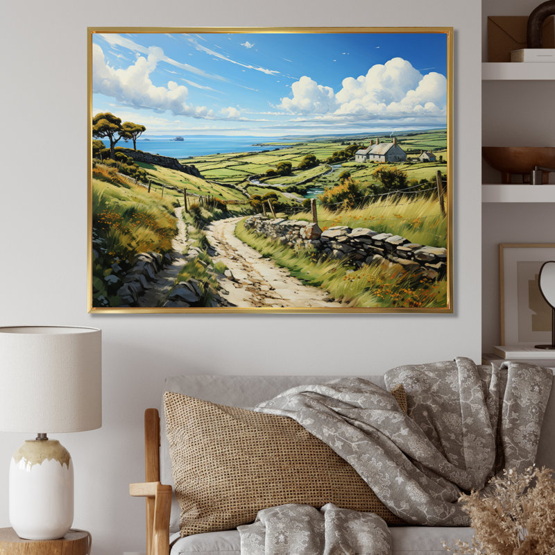 «Ireland Emerald Isle This V», art mural Irlande, H 34 po x l 44 po x P 1,5 po, Cadre flottant doré