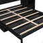 Grand lit plateforme escamotable avec tablette, armoires latérales, tiroirs et DEL