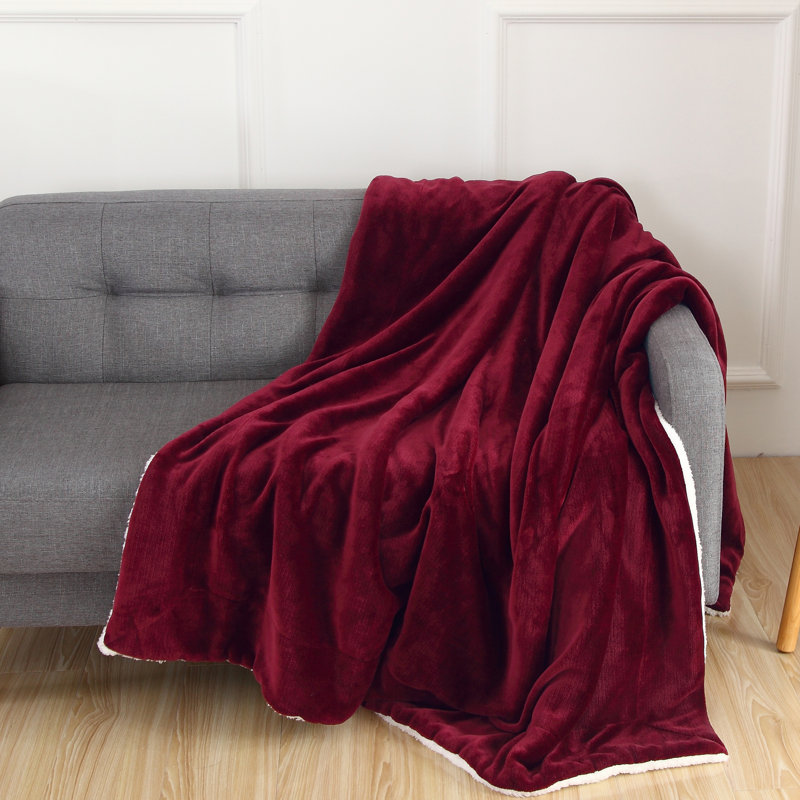 Mocassi Holiday Throw Cable Knit,Knitted,Quilted,Woven Throw Blanket, Burgundy
