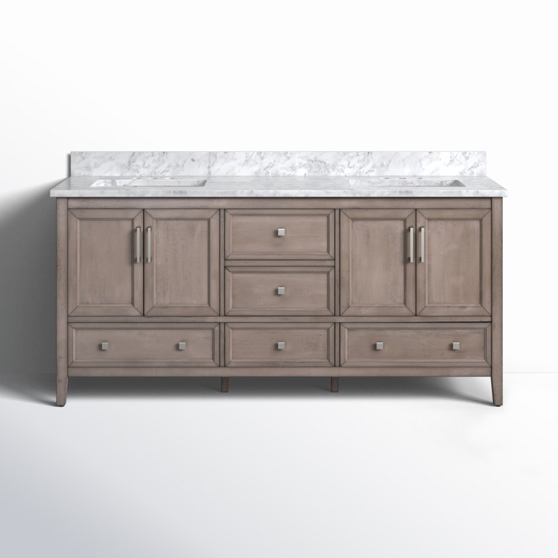 Everette 73'' W Double Vanity, Gray Oak