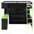 Full-Size Wood Loft Bed with Desk, Storage Shelves & 7-Color LED Light for Gaming & Study, Green-1860291633