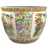 Satsuma Garden & Peacock Porcelain Fishbowl