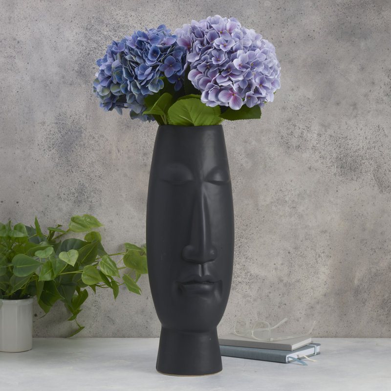 Ceramic Face Table Vase, Black