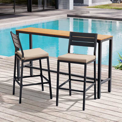  2 - Person Rectangular 63'' L Metal Patio Dining Bar Set