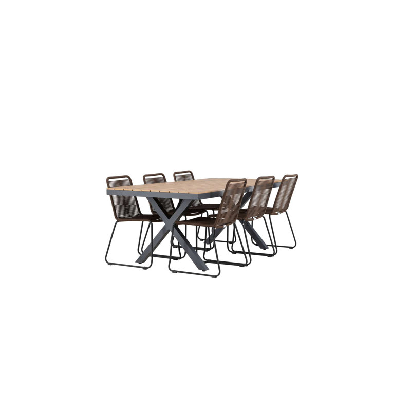 Ashtyn 6 - Person Patio Dining Set with Rectangular Table, Brown