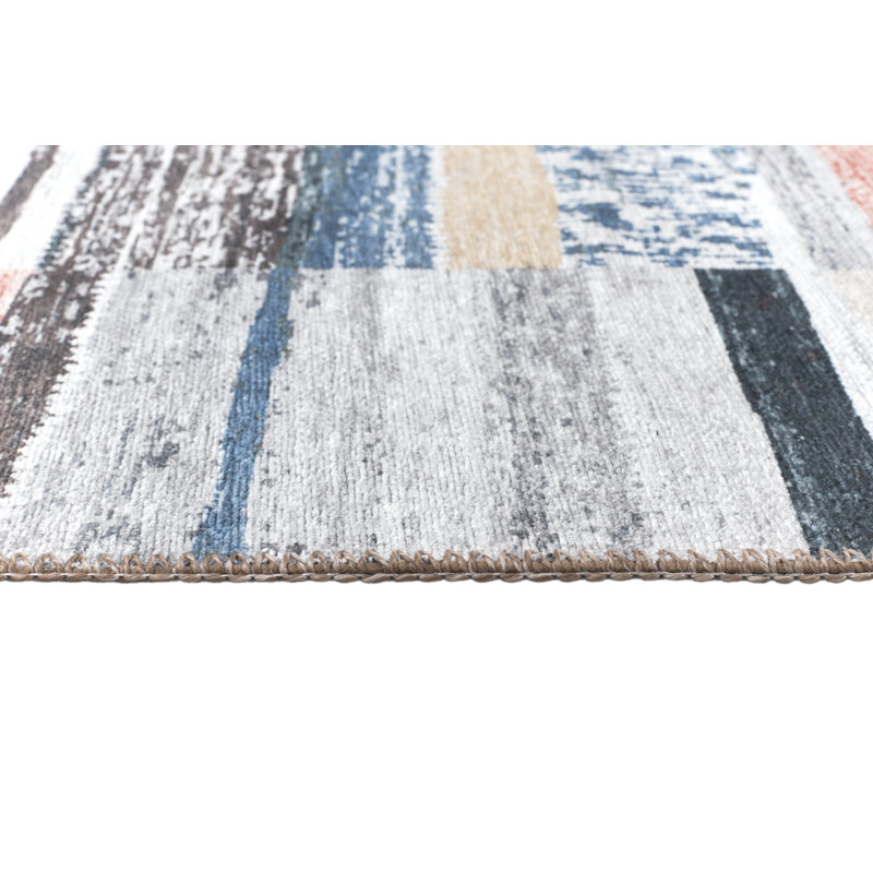 Tapis d'intérieur patchwork en polyester tissé à la machine Patched Up, 6 pi 7 po x 9 pi 4 po