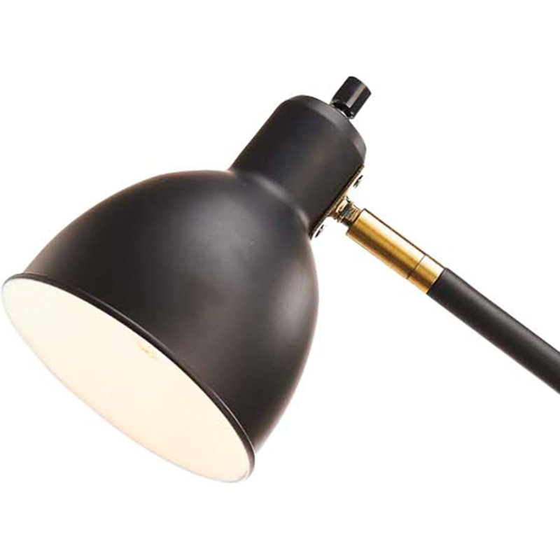 Shawnda Adjustable Desk Lamp With Built-In Outlet, Modern Black Metal Design For Office, Dorm, Or Bedroom, Bulb Not Included