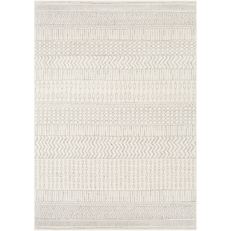 Tapis gris / ivoire Lanaiya, Rectangle 7 pi 10 po x 10 pi