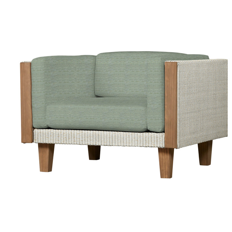 Catalina Outdoor Teak Lounge Chair, Loveboat Mint, Antique White
