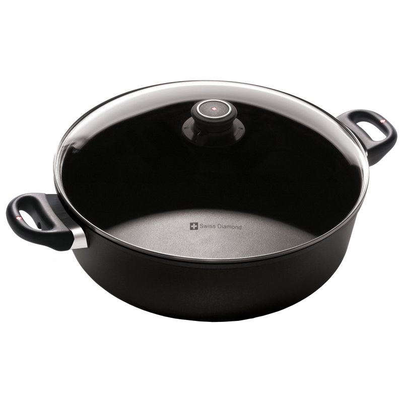Non-Stick Aluminum Round Braiser with Lid, 7.2 Qt.